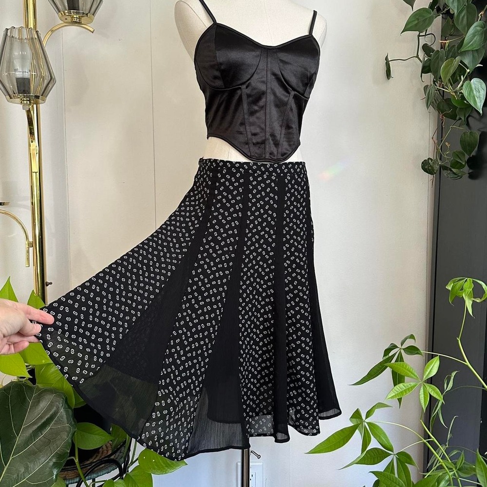 Clothing Co by Notations Vintage 90s Polka Dot Midi Skirt Black White Large
